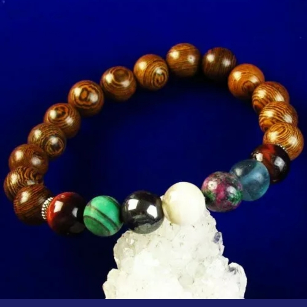 New Sand Script Chakra Stretchy Unisex Bracelet.